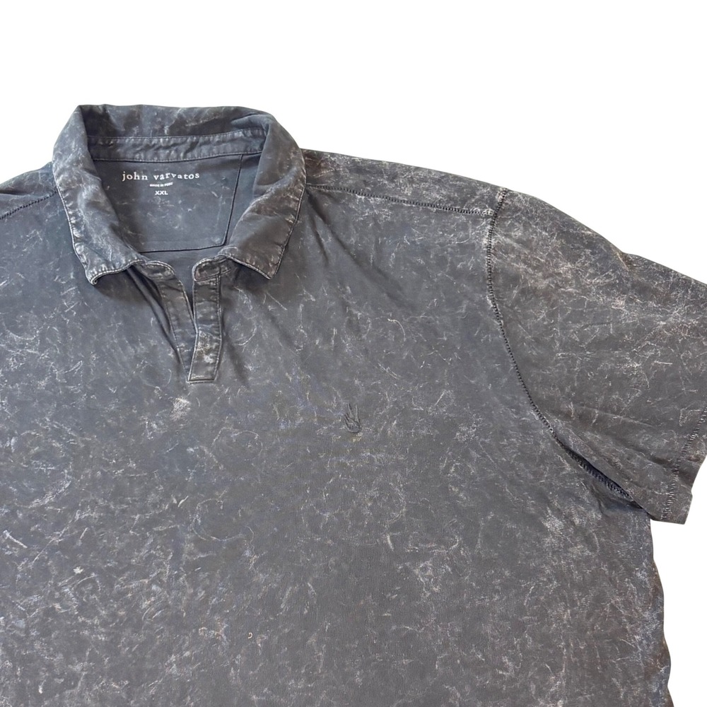 John Varvatos polo shrt men's xxl black marble wash